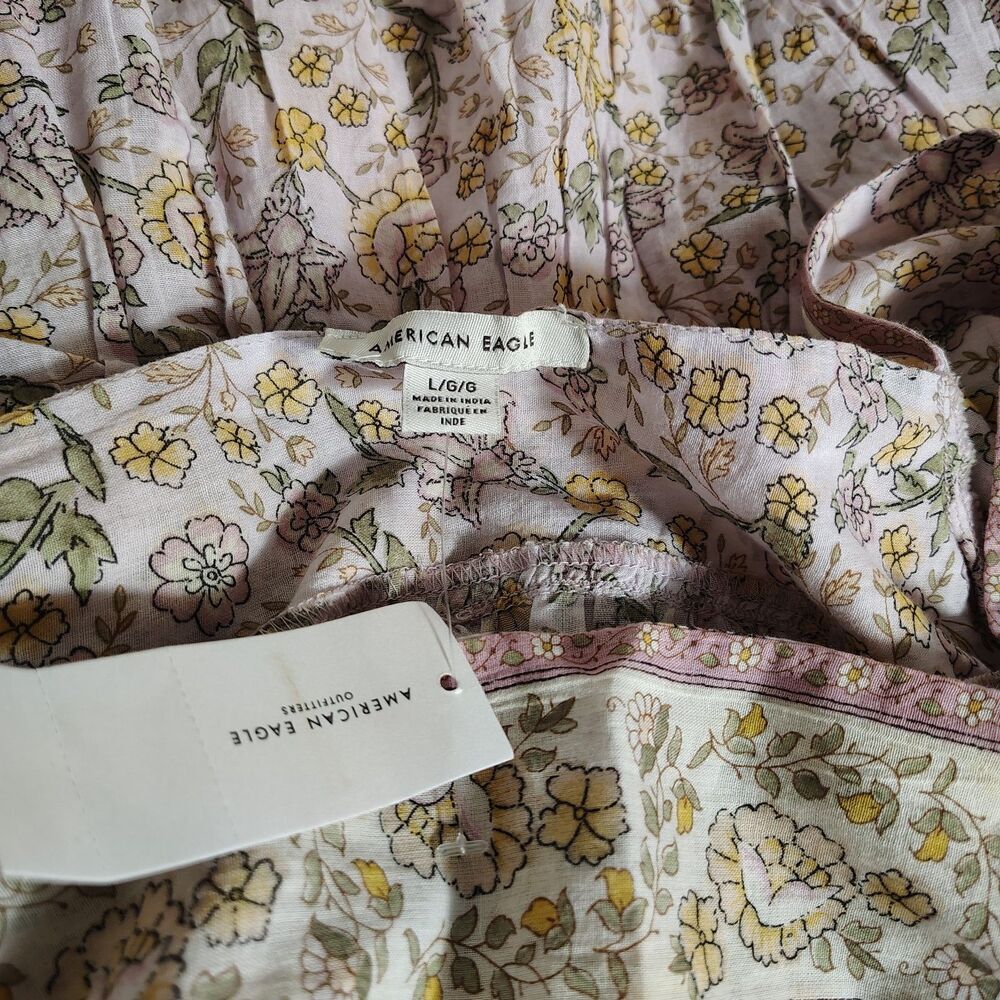 Womens Floral Prairie Peplum Tunic Top Size L Lavender Boho Cottagecore Blouse - Picture 7 of 12